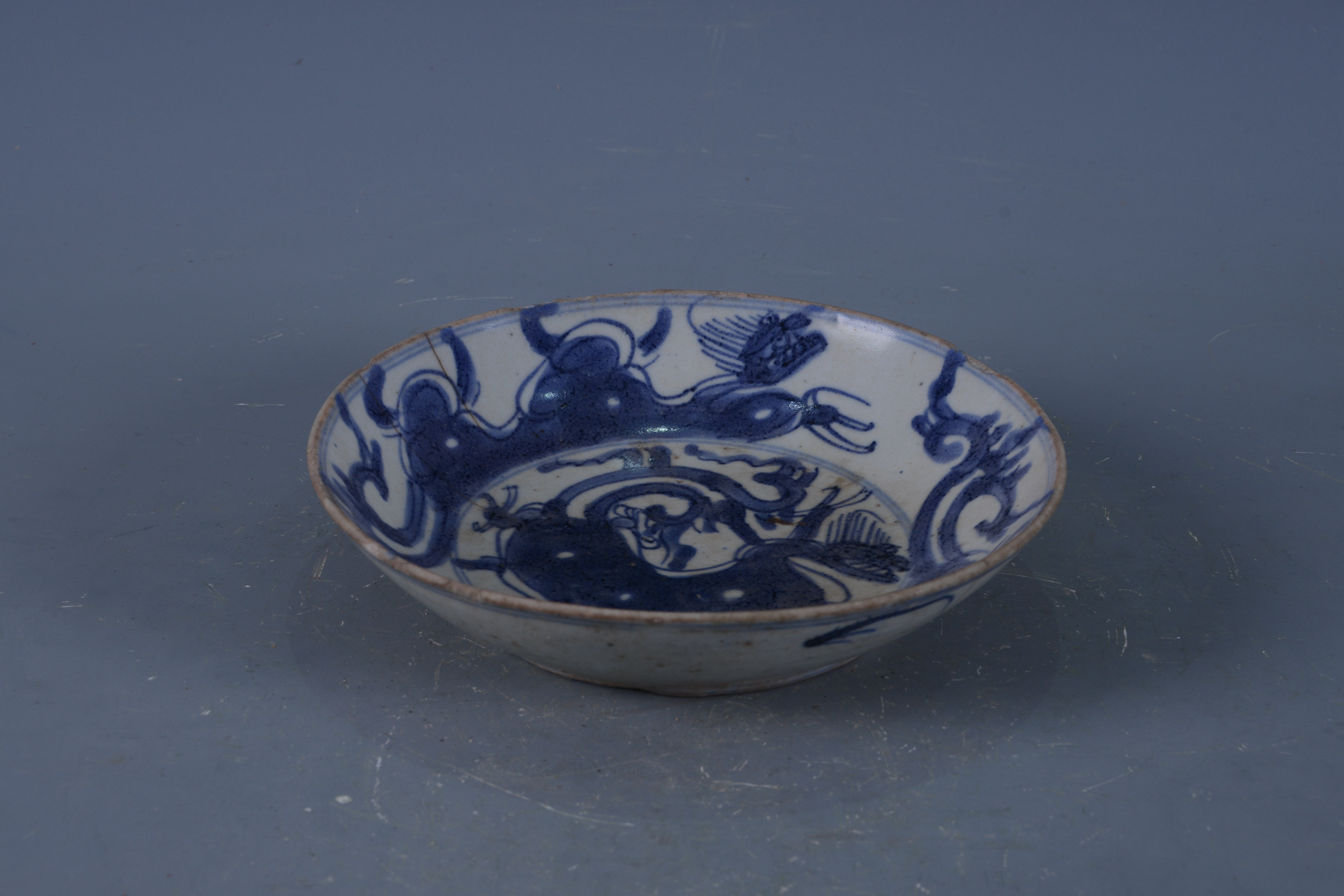 民國青花龍紋碟