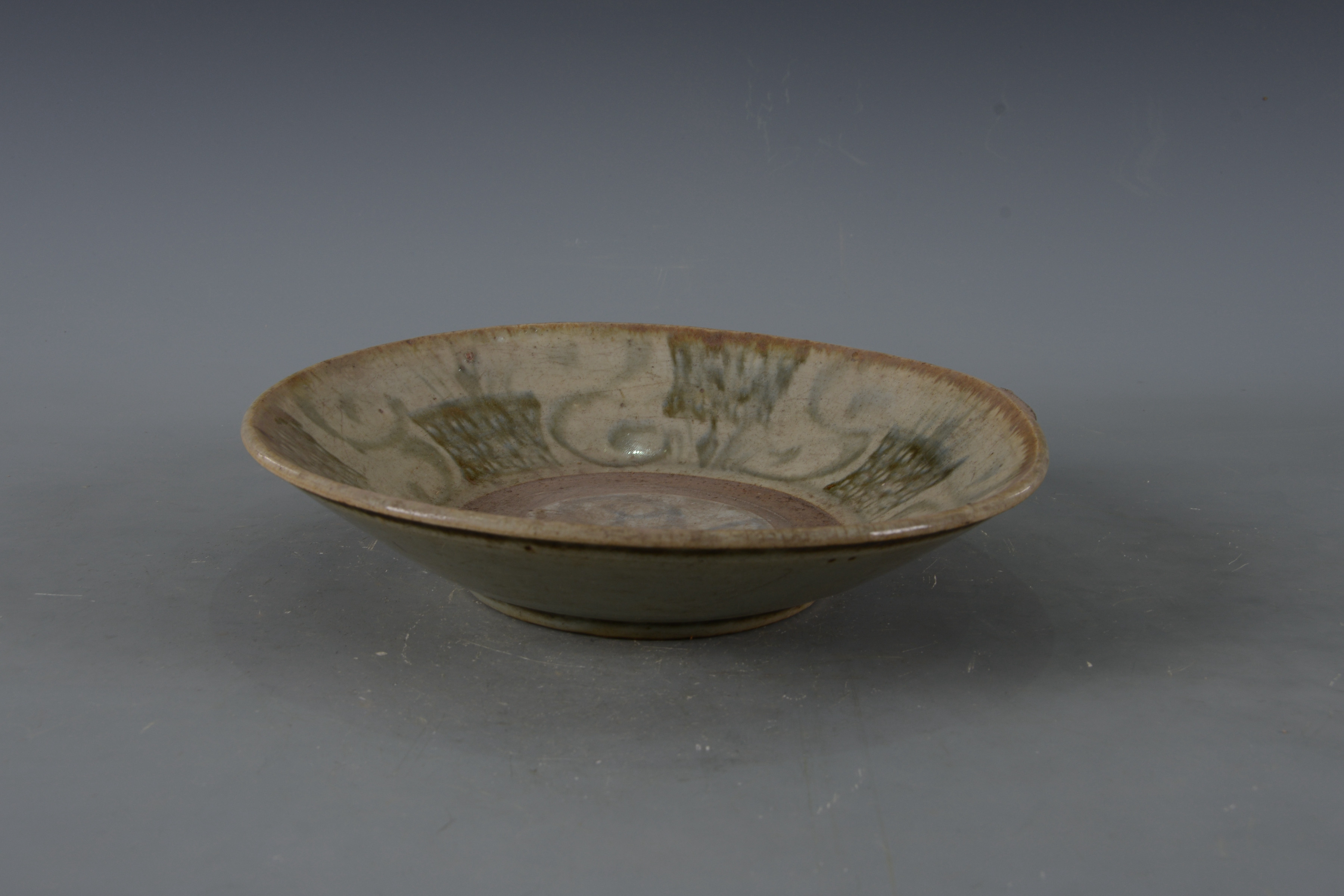 民國青花卷草紋碟