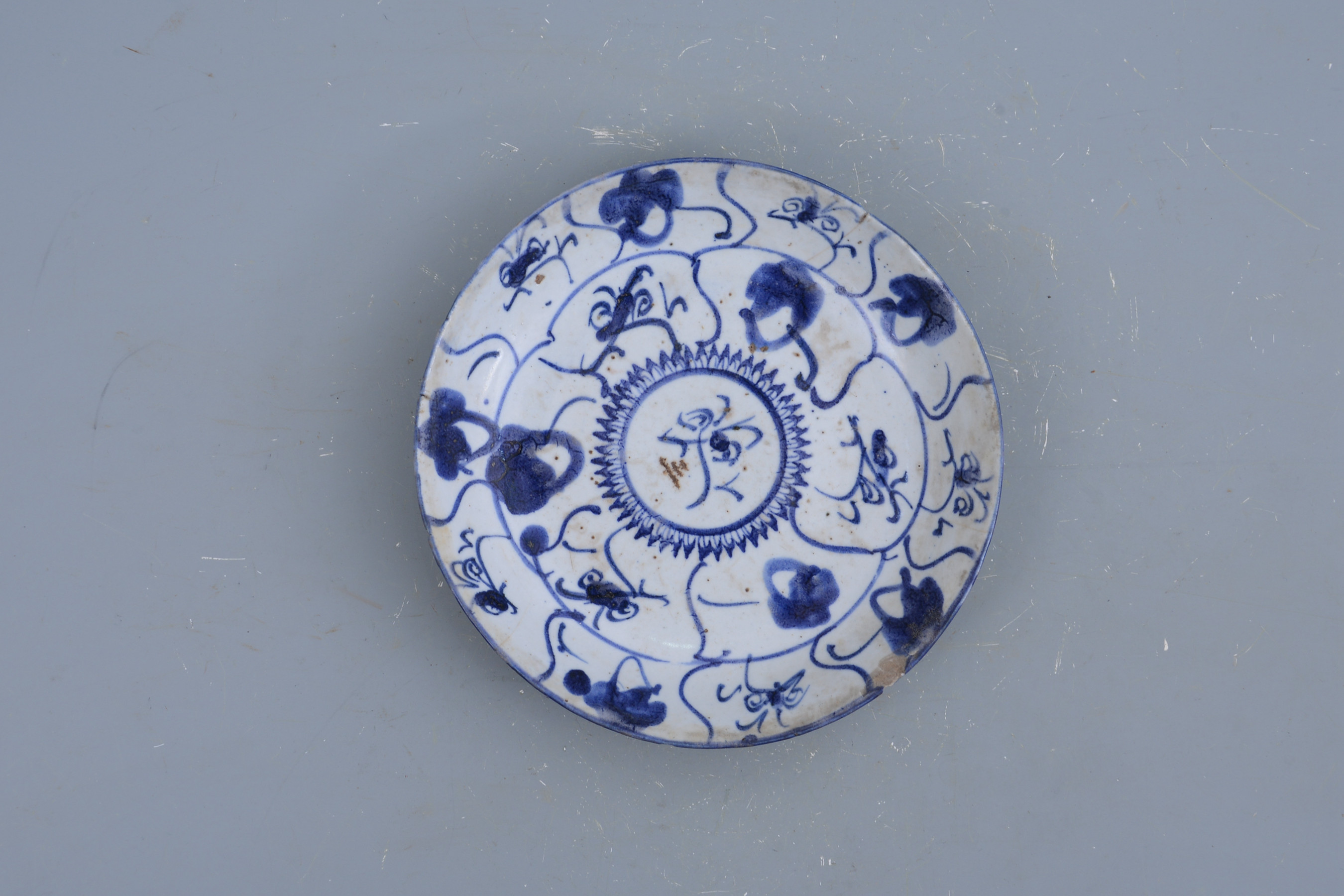 民國青花花卉紋碟