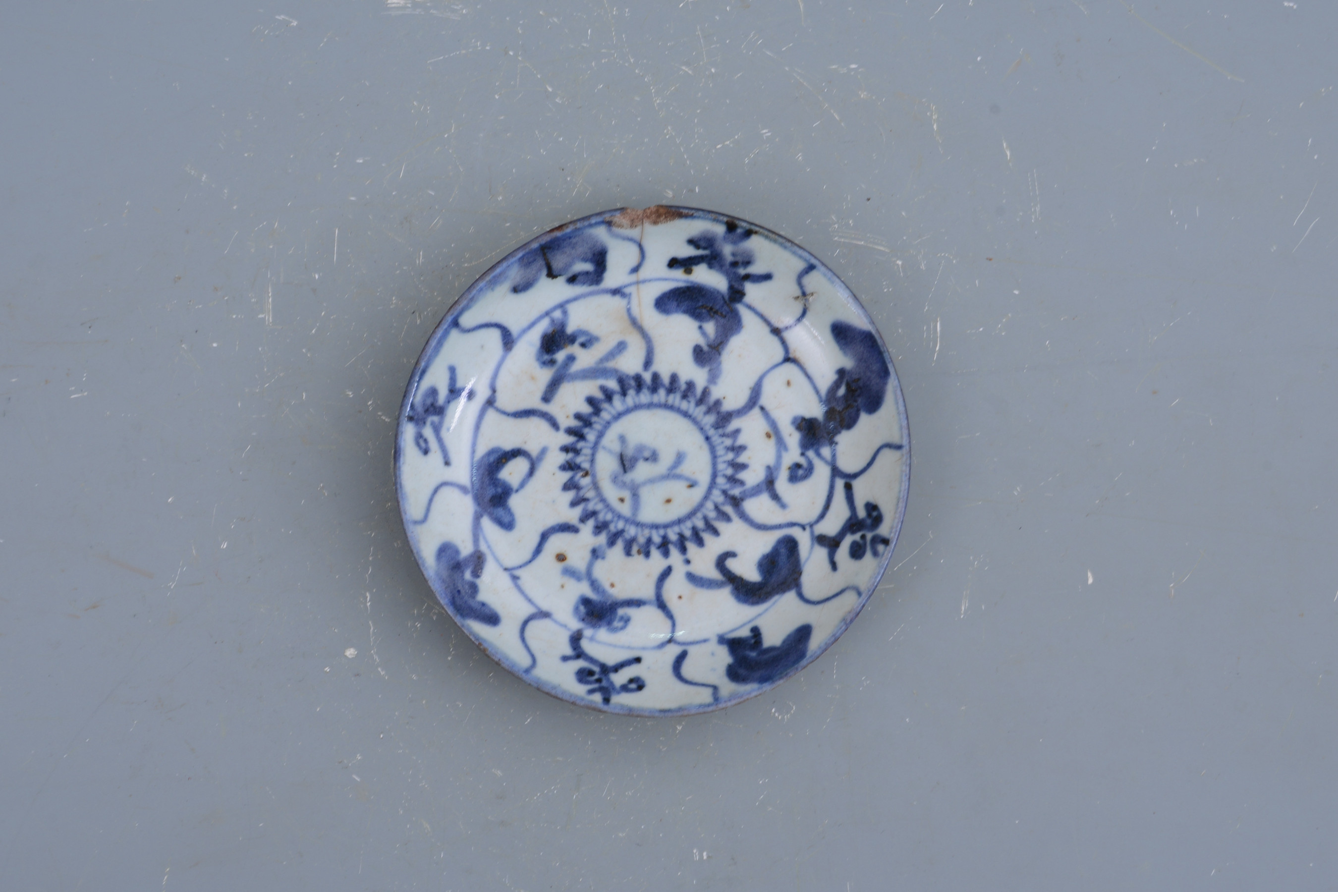 民國青花花卉紋碟