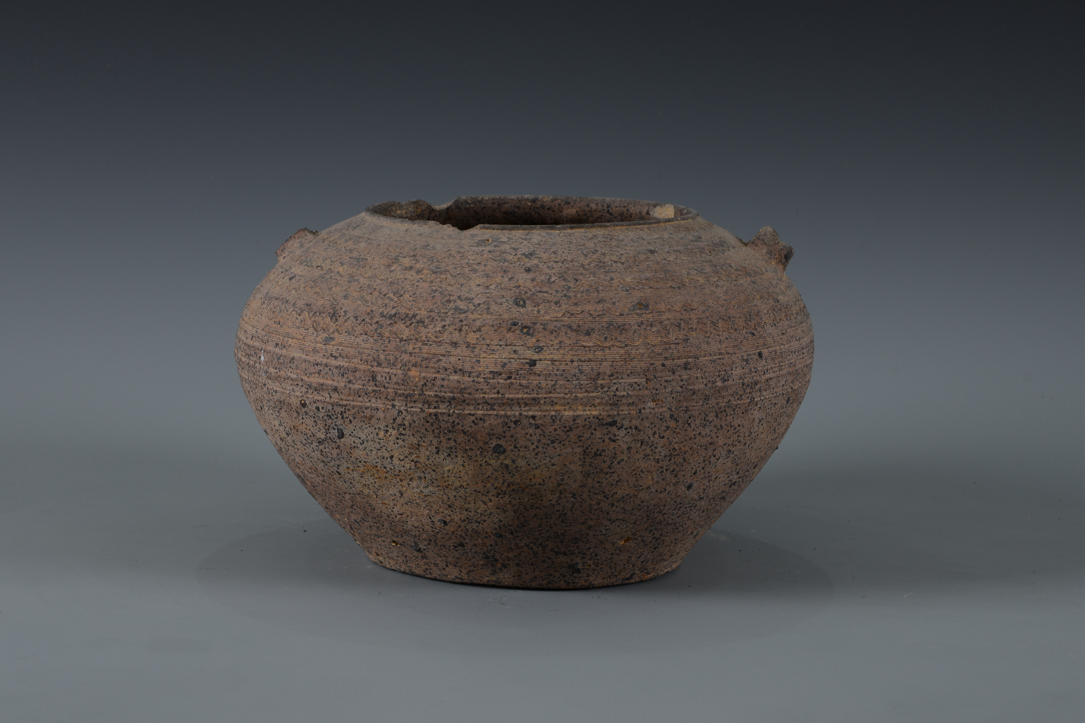 戰(zhàn)國波浪弦紋雙系陶罐