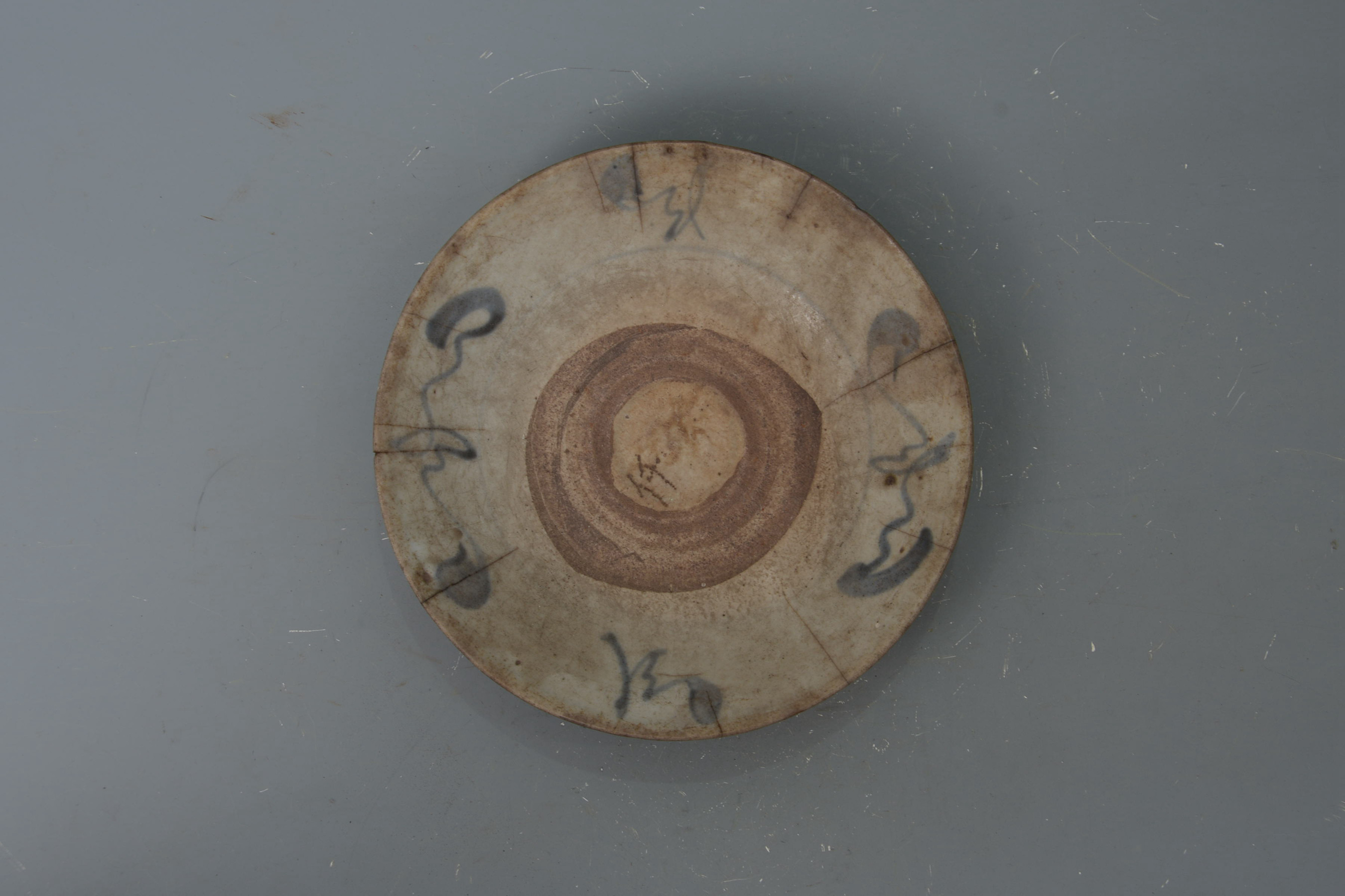 民國青花卷草紋碟