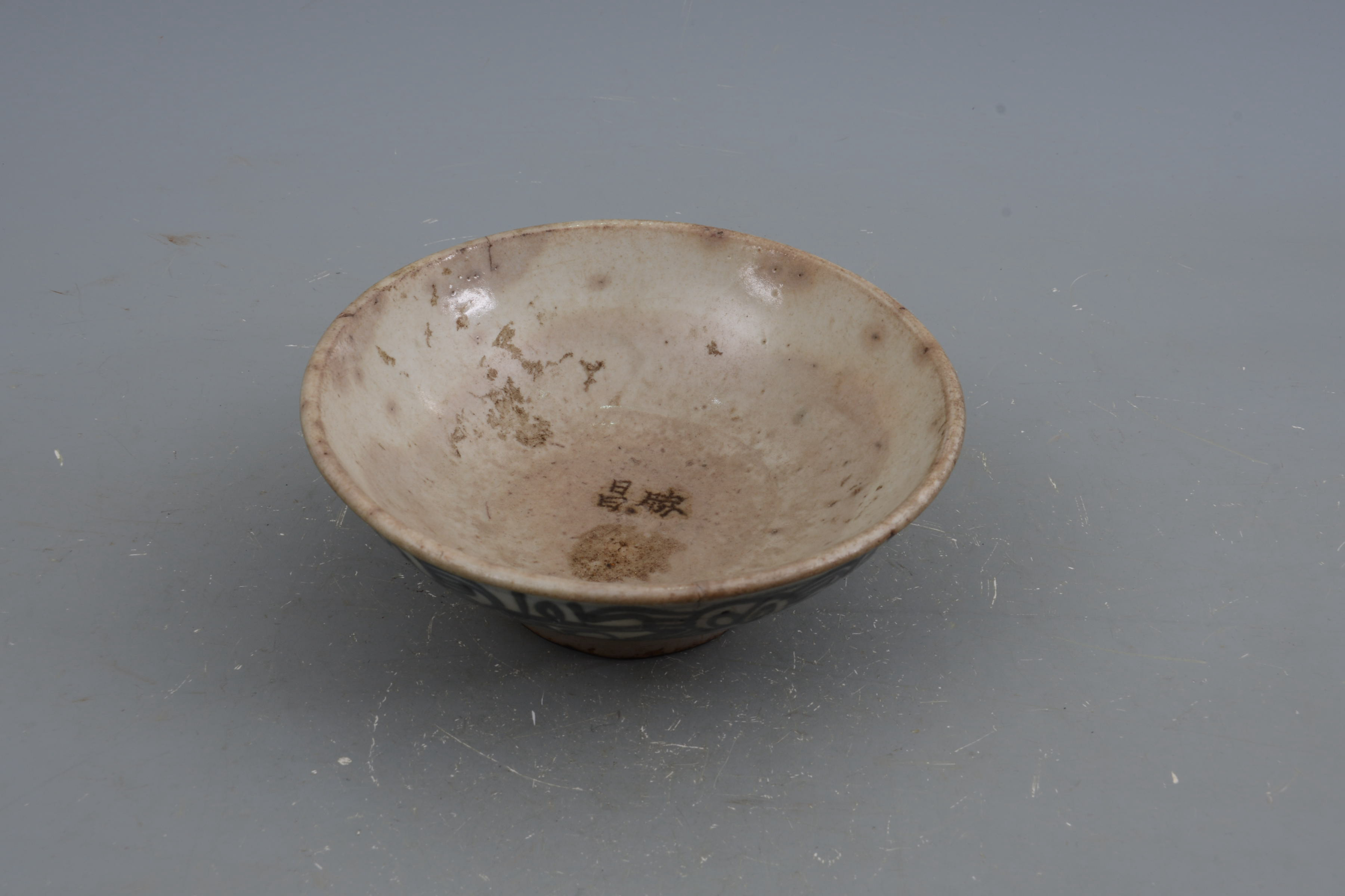 清青花花卉雙喜紋碗